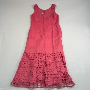 J Song 100% Linen Sleeveless Maxi Dress Womens Size 8 Pink Floral